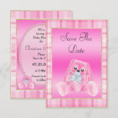 Jolie Lapin Rose Invitation Date de Naissance (Devant / Derrière)