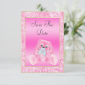Jolie Lapin Rose Invitation Prénatale (Debout devant)