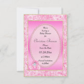 Jolie Lapin Rose Invitation Prénatale (Dos)