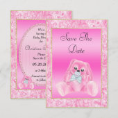 Jolie Lapin Rose Invitation Prénatale (Devant / Derrière)