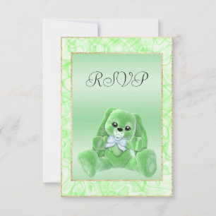 Jolie Lapin Vert Invitation Réponse à une Baby Sho