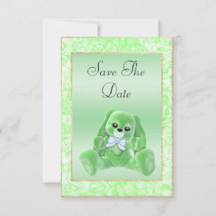 Jolie Lapin Vert Save The Date Baby Shower