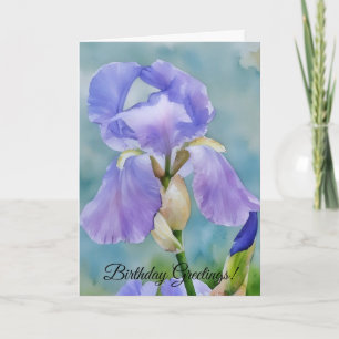 Jolie Lavande Iris Flower Art Carte Anniversaire