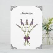 Jolie Lavender Lace Mariage Invitations (Debout devant)