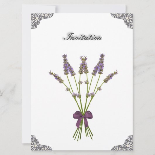 Jolie Lavender Lace Mariage Invitations (Devant)