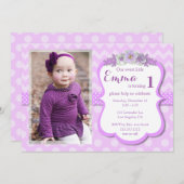 Jolie Lavender Photo Invitation à la fête d'annive (Devant / Derrière)