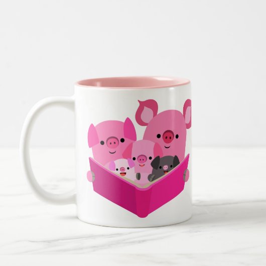 Jolie lecture Cartographie Cochon Famille Mug (Gauche)