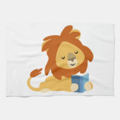 Jolie lecture Cartoon Lion Serviette de cuisine (Horizontal)