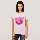 Jolie lecture Cartoon Pig Famille T-Shirt (Devant entier)
