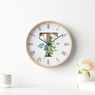 Jolie Lettre Rustique T Horloge De Cadre En Bois