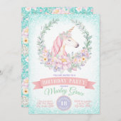 Jolie licorne Anniversaire Invitations (Devant / Derrière)