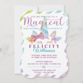 Jolie licorne fille Baby shower floral Invitation (Devant)