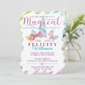 Jolie licorne fille Baby shower floral Invitation (Debout devant)