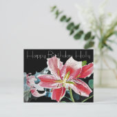 Jolie Lily Lilium rouge florale Anniversaire Carte (Debout devant)