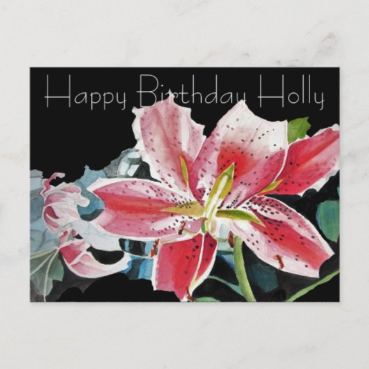 Jolie Lily Lilium rouge florale Anniversaire Carte (Devant)