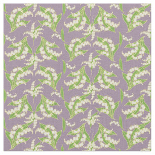 Jolie Lis-de-le-Vallée sur le tissu floral mauve