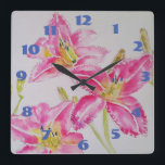 Jolie Lys Rose Aquarelle Art Flower<br><div class="desc">Shabby Chic Lilac Purple Pansies Pansy Floral Room Horloge. Conçu à partir de mon aquarelle originale.</div>