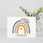 Jolie maman et bébé Sloth Rainbow Carte de remerci (Debout devant)