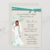 Jolie mariée avec Umbrella Douche Invitation (Devant / Derrière)