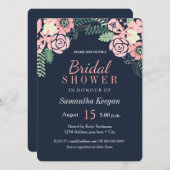 Jolie marine et invitations roses de Fête de la (Devant / Derrière)