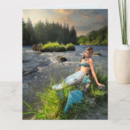 JOLIE MERMAID ART ANNIVERSAIRE Carte de voeux (Devant)