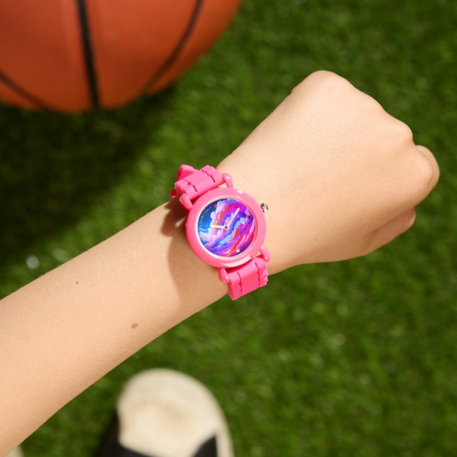 Jolie mini montre Eclipse rose et violet nuageux (Poignet)