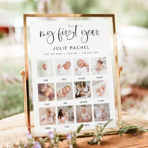 JOLIE Minimaal Fun Boho Eerste Jaar Foto Mijlpaal Poster