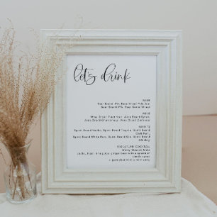 JOLIE Minimalist Boho Let's Drink Bar Menu Sign Poster