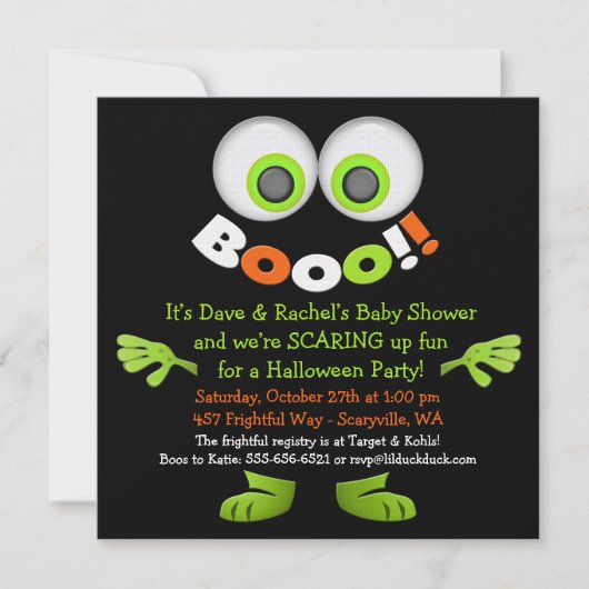 Jolie Monster Baby Shower Invitations (Devant)