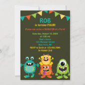 Jolie Monstres Invitation de fête d'anniversaire (Devant)