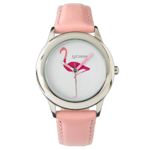 Jolie montre de fille en Flamant rose rose personn