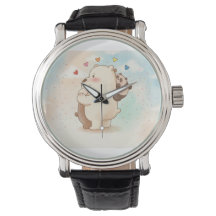 Jolie montre noire avec de mignons ours