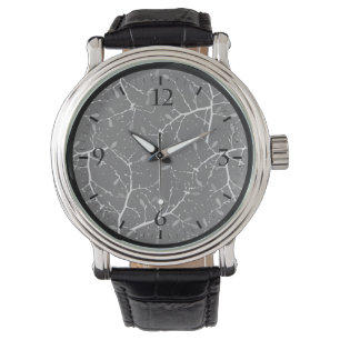 Jolie montre noire blanche arbre motif