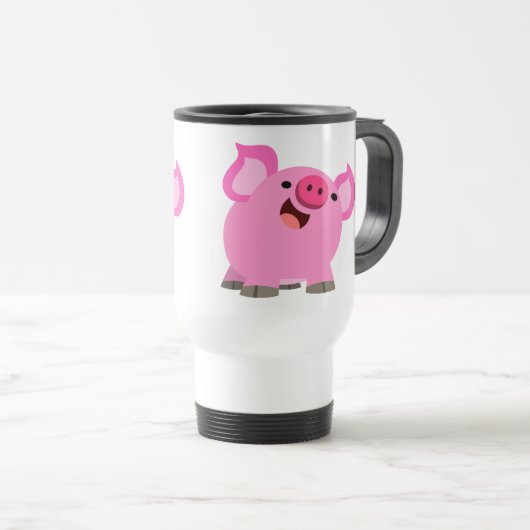 Jolie moqueuse caricature Cochon Commuter Mug (Devant droit)