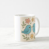 Jolie mug avec impression d'oiseau pastel (Devant droit)