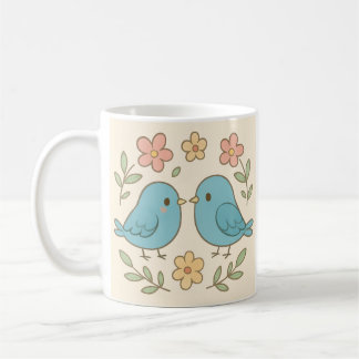 Jolie mug avec impression d'oiseau pastel