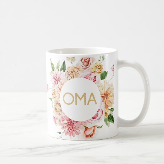 Jolie Mug Cadeau Floral Oma (Droite)
