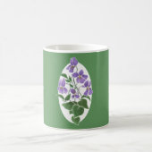 Jolie Mug de café vert et blanc, Violets (Centre)
