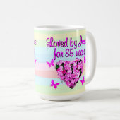 JOLIE MUG FLORAL ROSE 85E ANNIVERSAIRE (Devant droit)