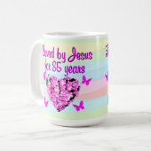JOLIE MUG FLORAL ROSE 85E ANNIVERSAIRE (Devant gauche)