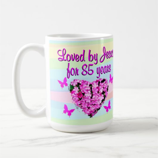 JOLIE MUG FLORAL ROSE 85E ANNIVERSAIRE (Gauche)