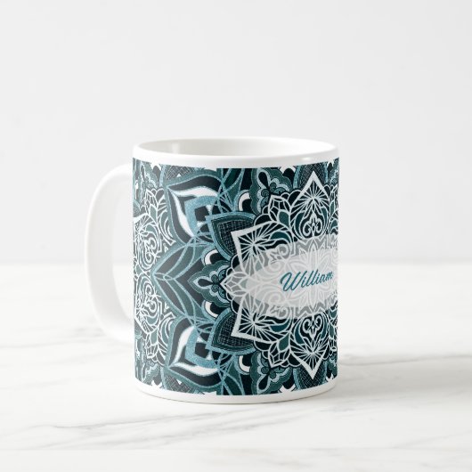 Jolie Mug Mandala Turquoise (Devant gauche)