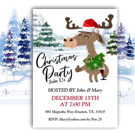 Jolie Noël Moose Christmas Invitation