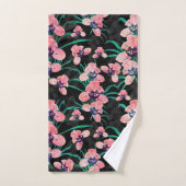 Jolie orchidée rose Fleur Peinture noire (Serviette à main)