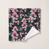 Jolie orchidée rose Fleur Peinture noire (Gant de toilette)