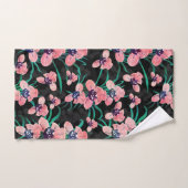 Jolie orchidée rose Fleur Peinture noire (Serviette à main)