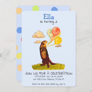 Jolie Otter Holding Party Ballons Invitation