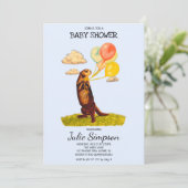 Jolie Otter tenant des ballons colorés Invitation (Debout devant)