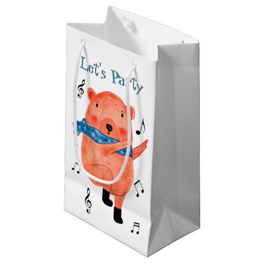 Jolie ours de danse Faisons la fête Sac cadeau (Devant Angle)