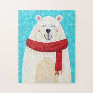 Jolie Ours Polaire Art Noël Vacances Puzzle Art